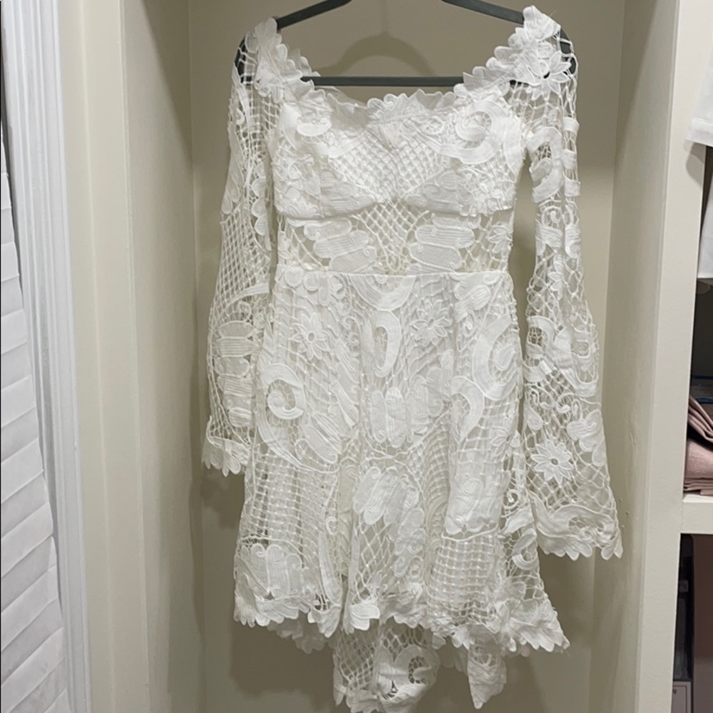 White off shoulder Crochet Dress